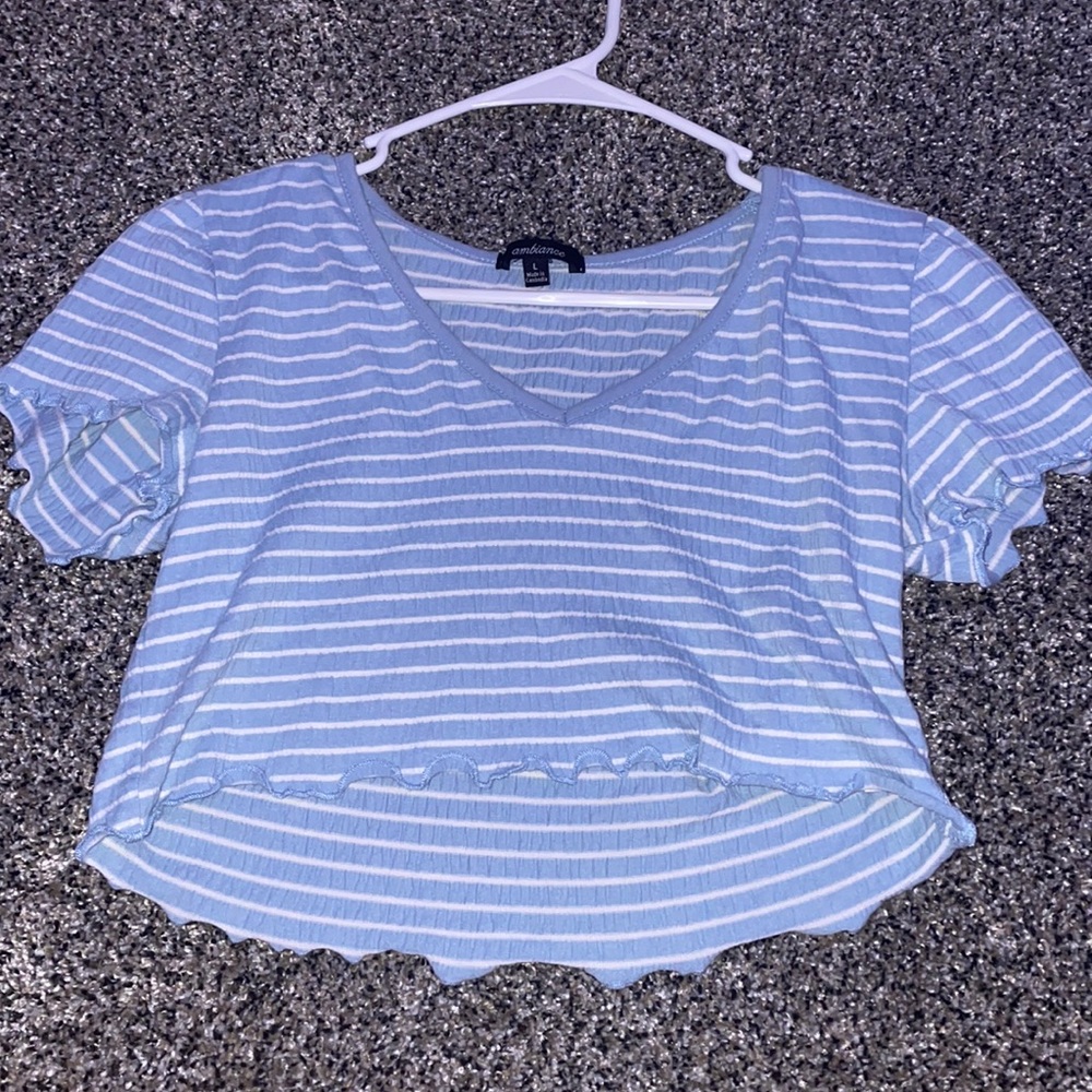 A blue and white Ambiance crop top!